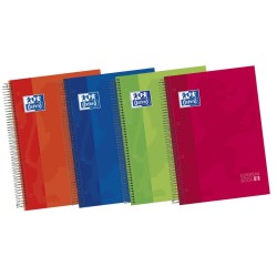 Oxford Europeanbook 5 Spiral Notebook A4+ Landscape 1 Line - 120 Sheets - Extra-Hard Glossy Cover - 5 Colour Bands - Assorted