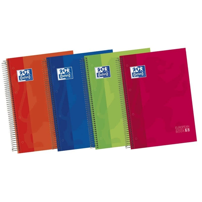 Oxford Europeanbook 5 Cuaderno Espiral Formato A4+ Horizontal 1 Linea - 120 Hojas - Tapa Extradura acabado Brillante - 5 Bandas