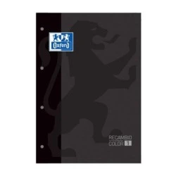 Oxford School Classic Recarga Colada A4 80 Folhas Quadrícula 5x5 - Recuadro da Cor da Capa - Capa Cor Preto
