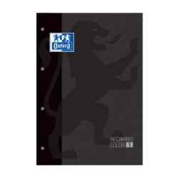 Oxford School Classic Recharge Collée A4 80 Feuilles Quadrillage 5x5 - Cadre de la Couleur de la Couverture - Couverture