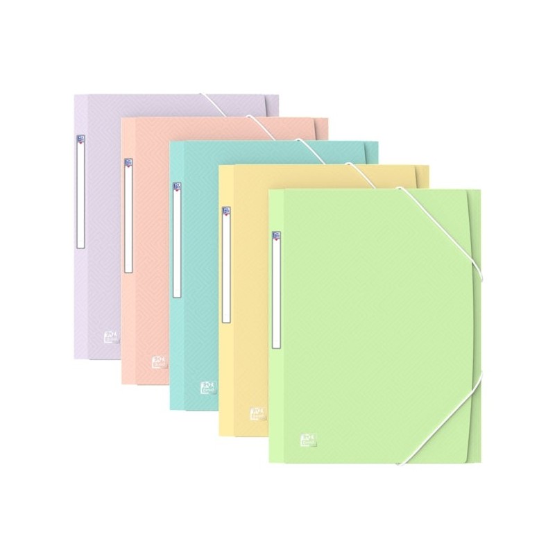 Oxford Urban A4+ Elastic Folder with 3 Flaps A4+ - 15mm Spine Expandable up to 25mm - Assorted Pastel Colours