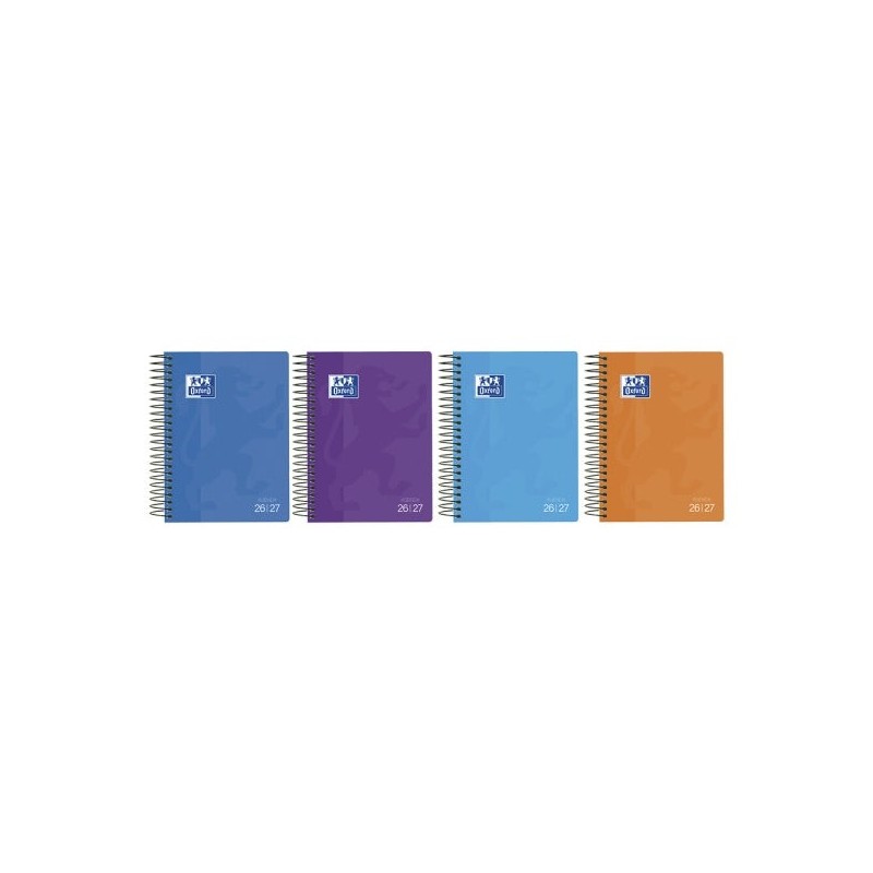 Oxford School Agenda Escolar con Espiral - Euskera - Tapa de Plastico - Formato Octavo - Dia Pagina - Colores Surtidos