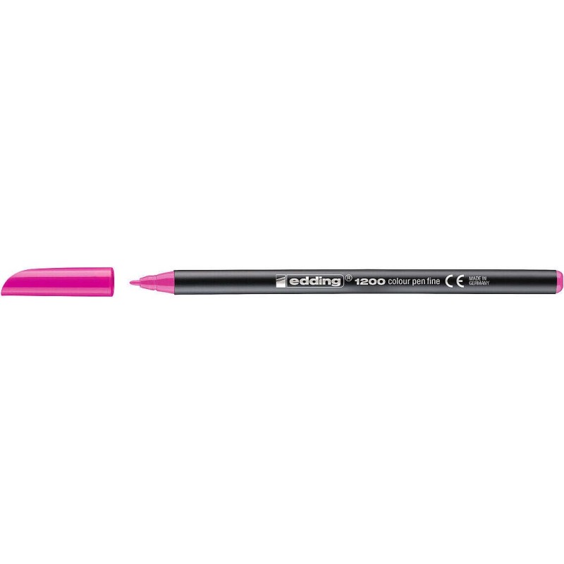 Edding 1200 Marcador - Ponta Redonda - Traço 1mm - Tinta à Base de Água - Cor Rosa Néon