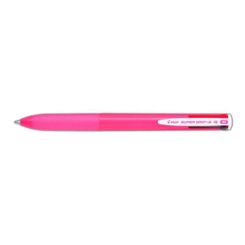 Pilot Esferográfica Retrátil Super Grip G4 - 4 Cores - Ponta 1.0mm - Traço 0.27mm - Corpo Rosa