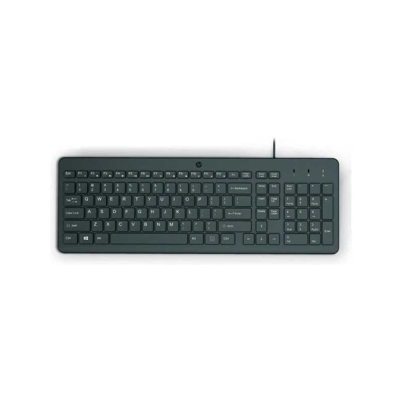 HP 150 USB Keyboard - Adjustable Feet - LED Indicators (Num/Caps) - Made from Recycled Plastic - Black
