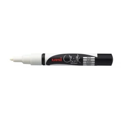 Uni-ball PWE-3MS Marqueur à Craie Liquide - Pointe Conique 0.7mm - Effaçage à l'Humide - Résistant à la Pluie - Couleur Blanc