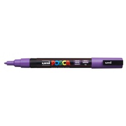 Posca PC-3M Marcador de Pintura - Punta Conica de 0.9-1.3mm - Tinta Base al Agua - Resistente a la Luz - Color Violeta