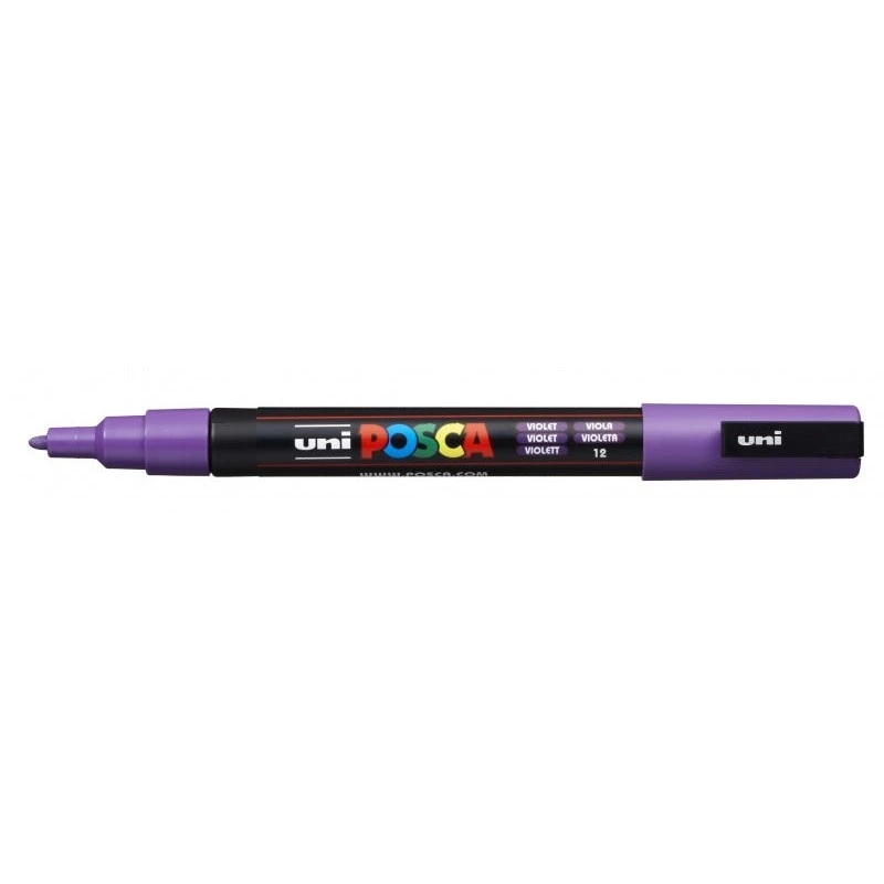 Posca PC-3M Marcador de Pintura - Punta Conica de 0.9-1.3mm - Tinta Base al Agua - Resistente a la Luz - Color Violeta