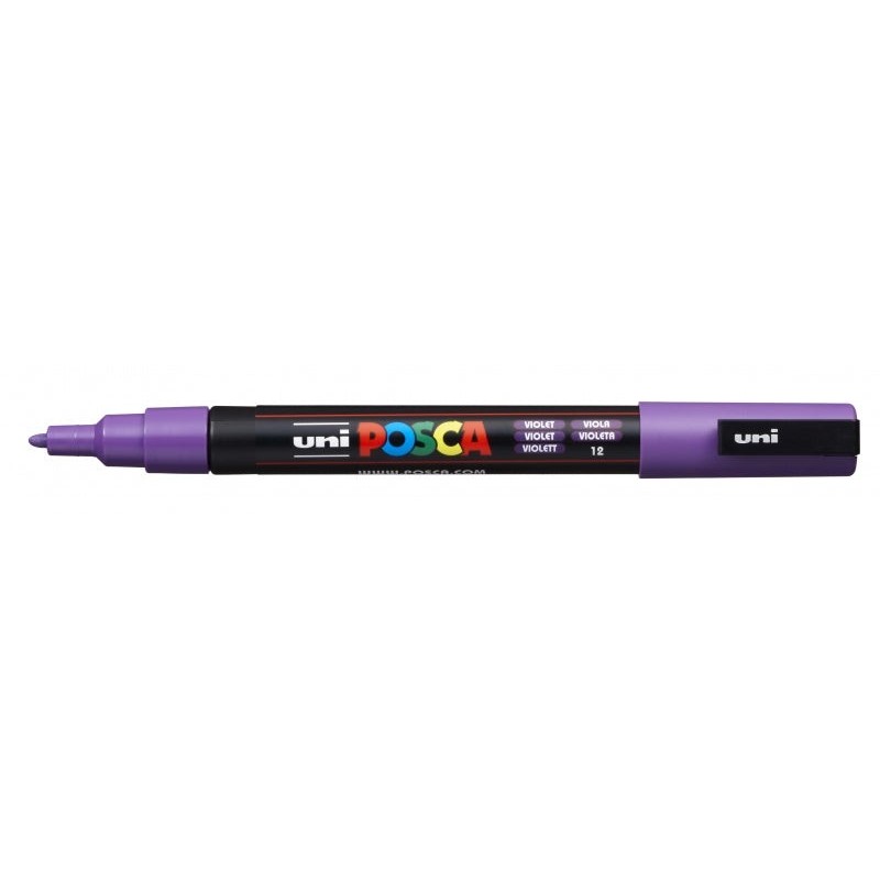 Posca PC-3M Paint Marker - 0.9-1.3mm Conical Tip - Water-Based Ink - Light Resistant - Violet