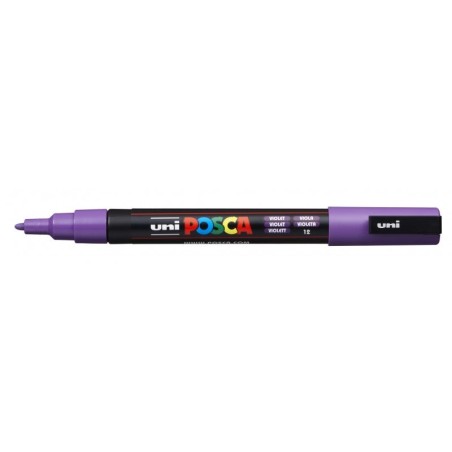 Posca PC-3M Marcador de Pintura - Punta Conica de 0.9-1.3mm - Tinta Base al Agua - Resistente a la Luz - Color Violeta