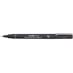 Uni-ball PIN04-200(S) Marcador Calibrado - Ponta de Poliacetal 0.4mm - Tinta Pigmentada Resistente à Água e Luz - Cor Preto