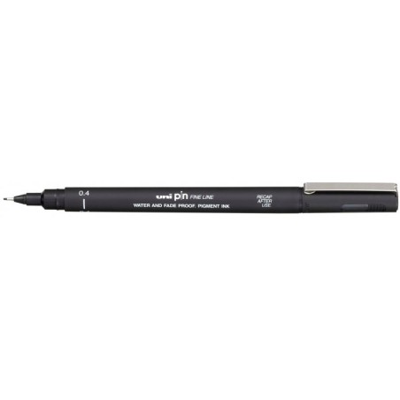 Uni-ball PIN04-200(S) Rotulador Calibrado - Punta Poliacetal 0.4mm - Tinta Pigmentada Resistente al Agua y Luz - Color Negro