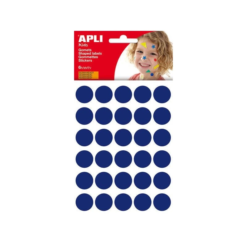 Apli Sachet de 180 Gommettes Rondes Ø 20mm - Adhésif Permanent - Développement des Habiletés et de la Créativité - Idéal pour