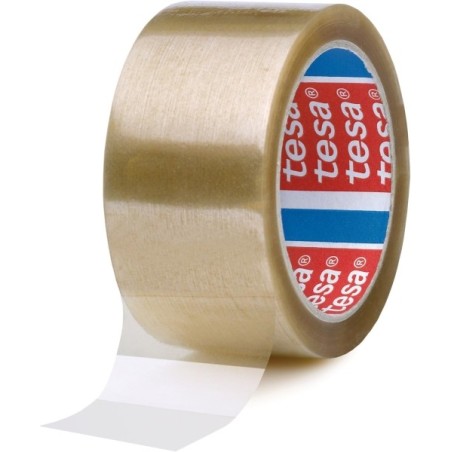 Tesa 4089 Ruban Adhésif d'Emballage 50mm x 132 Mètres - Fabriqué en Polypropylène - Adhésif en Caoutchouc Naturel - Transparent