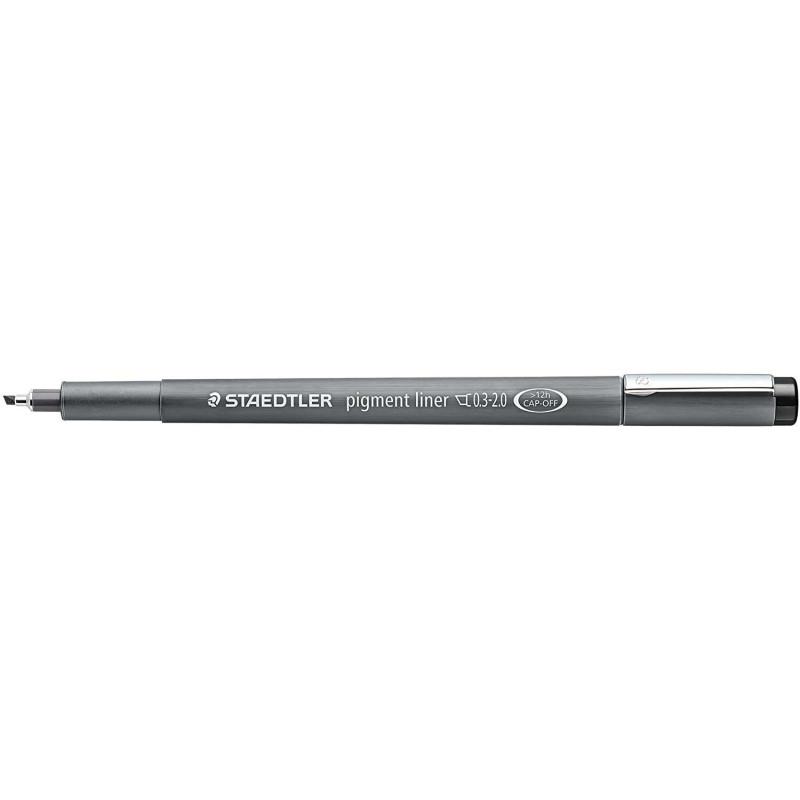 Staedtler Pigment Liner 308 Marcador Calibrado - Traço 0.3 - 2mm - Secagem Rápida - Cor Preto