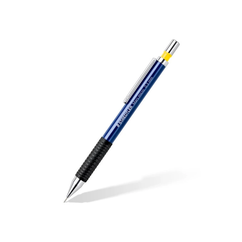 Staedtler Mars Micro 775 Porte-mine 0.3mm - Pointe Métallique Rétractable - Mine Amortie - Grip en Caoutchouc - Clip Métallique