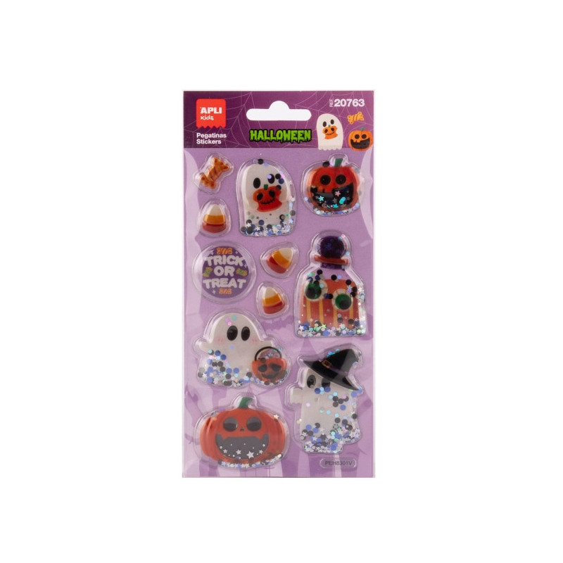 Apli Kids Moving Glitter Pack of 11 Halloween Stickers - With Moving Glitter Effect that Adds Sparkle, Colour and Movement