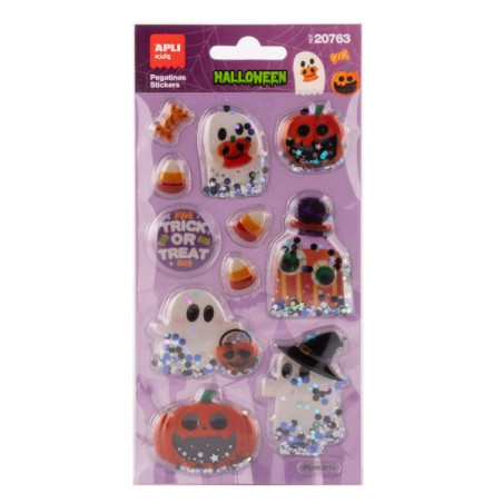 Apli Kids Moving Glitter Pack of 11 Halloween Stickers - With Moving Glitter Effect that Adds Sparkle, Colour and Movement