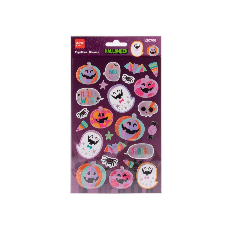 Apli Kids Calabaza Rosa Pack con 24 Pegatinas de Halloween - Perfectas para Decorar Cuadernos, Agendas, etc...