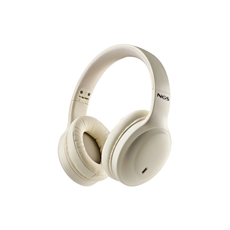 NGS Artica Galcier Auriculares Bluetooth - Bateria Extraible - Autonomia hasta 75h - Color Beige