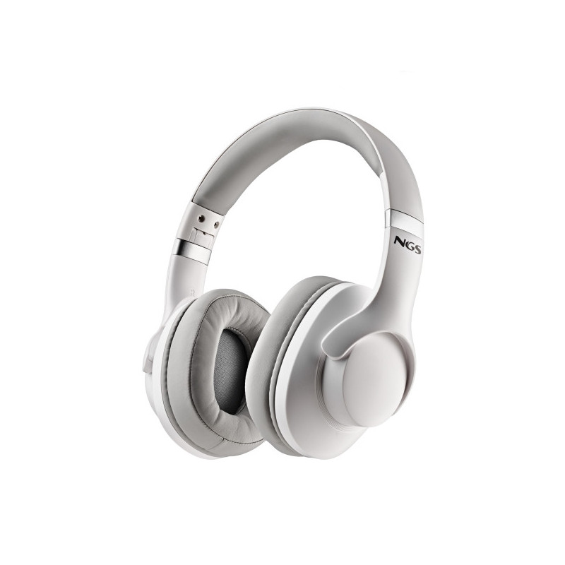 NGS Artica Storm Bluetooth Headphones - Removable Battery - Active Noise Cancellation - Up to 45h Battery Life - White