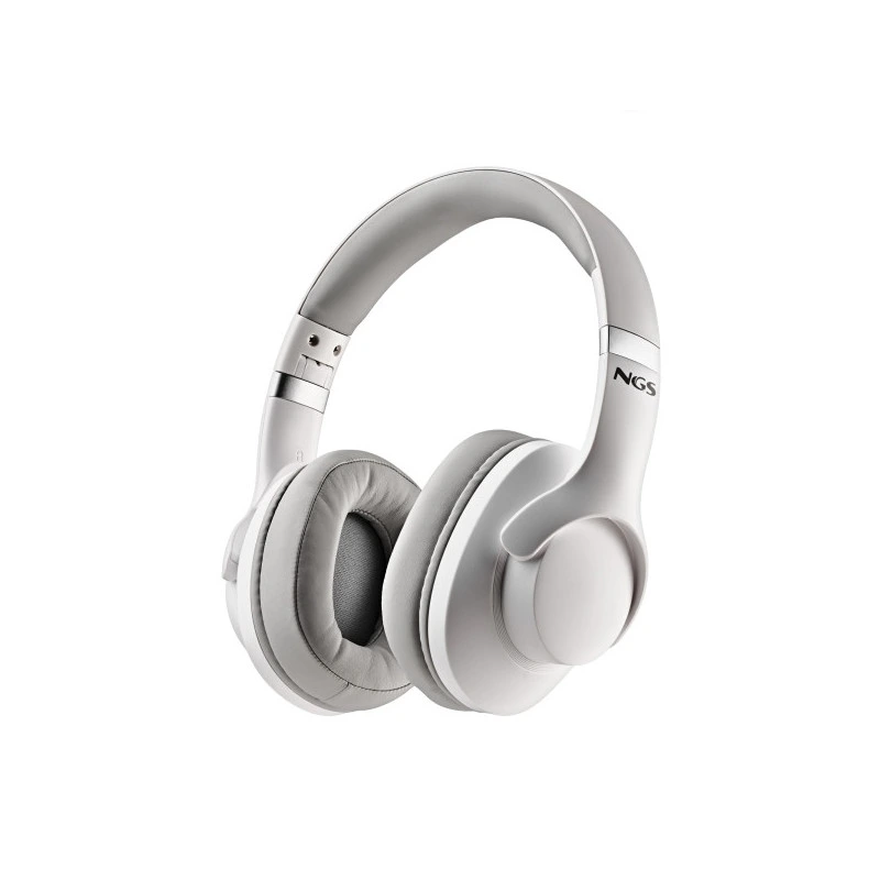 NGS Artica Storm Bluetooth Headphones - Removable Battery - Active Noise Cancellation - Up to 45h Battery Life - White