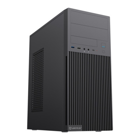 Unykach Aero C360 Caixa ATX - Fonte de Alimentação 500W Incluída - Suporte para 5,25" 3.5" e 2.5" - USB-A 2.0/3.2 / tipo C