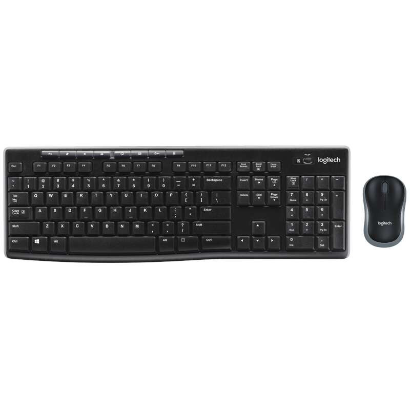 Logitech MK270 Wireless USB Combo Multimedia Keyboard + Mouse 1000dpi 3 Buttons - Ambidextrous - Black