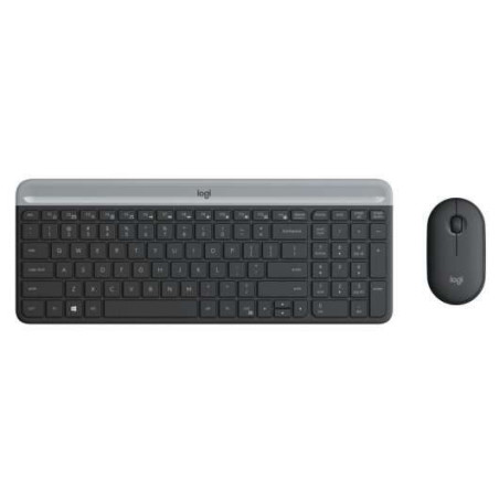 Logitech MK470 Slim Pack Sans Fil Clavier 12 Touches FN + Souris 1000dpi 3 Boutons - Ultrafins - Silencieux - Ambidextre - Noir