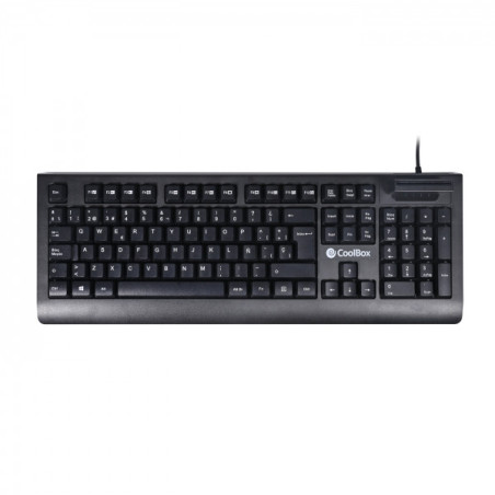 Coolbox TEC04DNI Clavier USB avec Lecteur Carte à Puce PC/SC 2.0 pour DNIe ou Carte Santé Espagnole - Espagnol - Noir