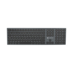 Natec Dolphin Clavier Sans Fil Slim - Aluminium - Bluetooth + 2,4 GHz - Switch X-Scissors - Noir