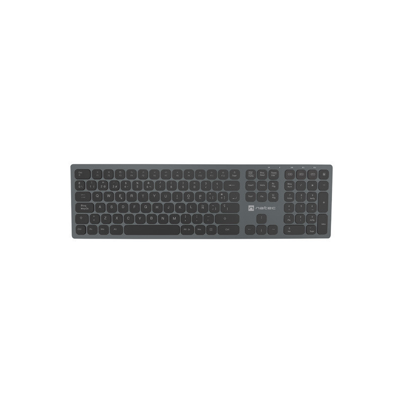 Natec Dolphin Clavier Sans Fil Slim - Aluminium - Bluetooth + 2,4 GHz - Switch X-Scissors - Noir