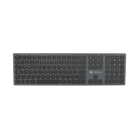 Natec Dolphin Clavier Sans Fil Slim - Aluminium - Bluetooth + 2,4 GHz - Switch X-Scissors - Noir