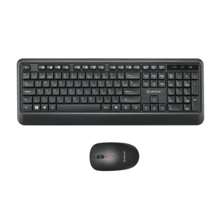 Unykach UK39 Pack de Teclado Inalámbrico Compacto + Ratón Inalámbrico 1600dpi, 3 Botones, Uso Ambidiestro - Color Negro