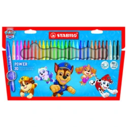 Stabilo Power Patrulla Canina Pack con 30 Rotuladores con Diseños de la Patrulla Canina - Punta Media de 2mm - Tinta Lavable - C