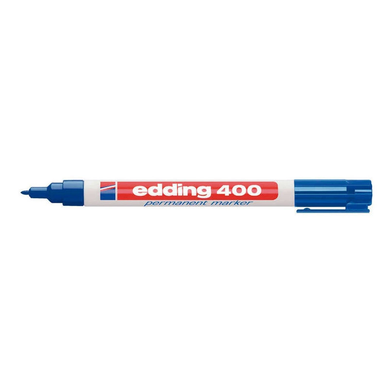 Edding 400 Rotulador Permanente - Punta Redonda - Trazo 1 mm. - Recargable - Secado Rapido - Color Azul