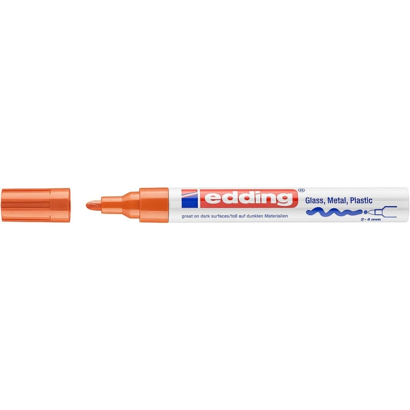 Edding 750 Rotulador Permanente - Punta Redonda - Trazo entre 2 y 4 mm. - Tinta Opaca - Secado Rapido - Color Naranja