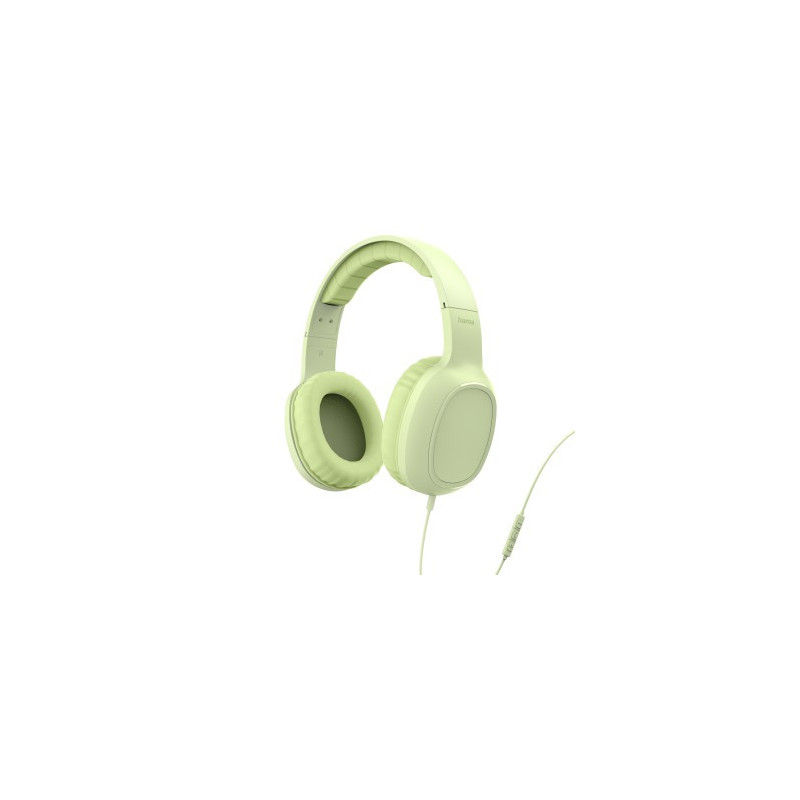 Hama Fun C Auriculares con Microfono Omnidireccional - Cable 1.2m - Diadema Ajustable - Almohadillas de Cuero - Color Verde