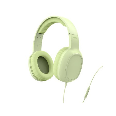 Hama Fun C Auriculares con Microfono Omnidireccional - Cable 1.2m - Diadema Ajustable - Almohadillas de Cuero - Color Verde