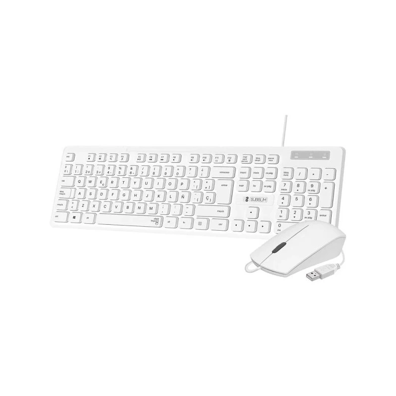 Subblim Combo Business Slim Silencioso - Teclado y ratón - Ergonómico y resistente a salpicaduras - Conector USB Plug & Play - R
