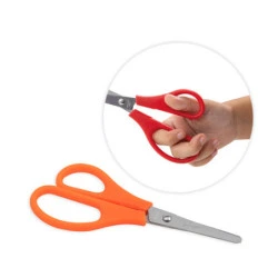 Faibo Ciseaux Scolaires Confort pour Gauchers 13.5cm - Pointe Ronde - Acier Inoxydable - Poignée en Plastique - Coloris Assortis