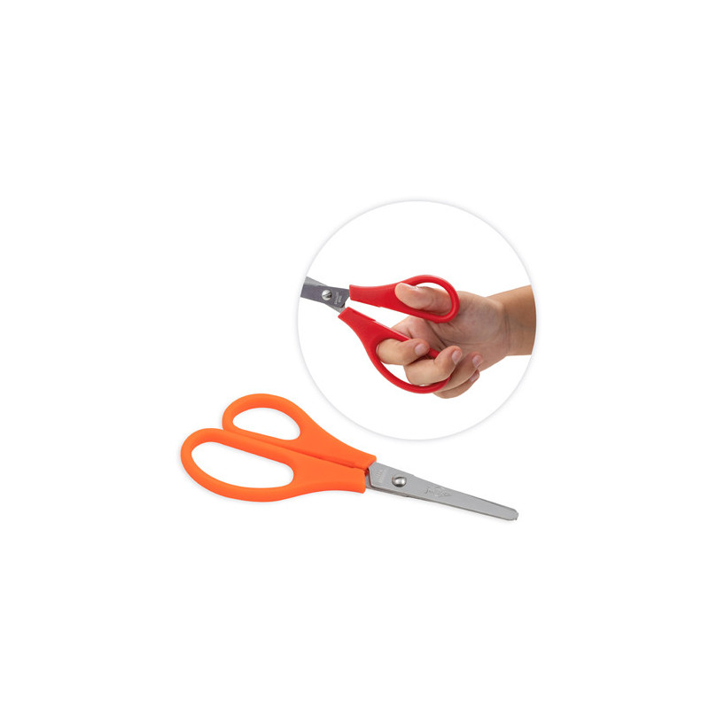 Faibo Tijeras Escolares Confort para Zurdos 13.5cm - Punta Redonda - Acero Inoxidable - Empuñadura de Plastico - Colores
