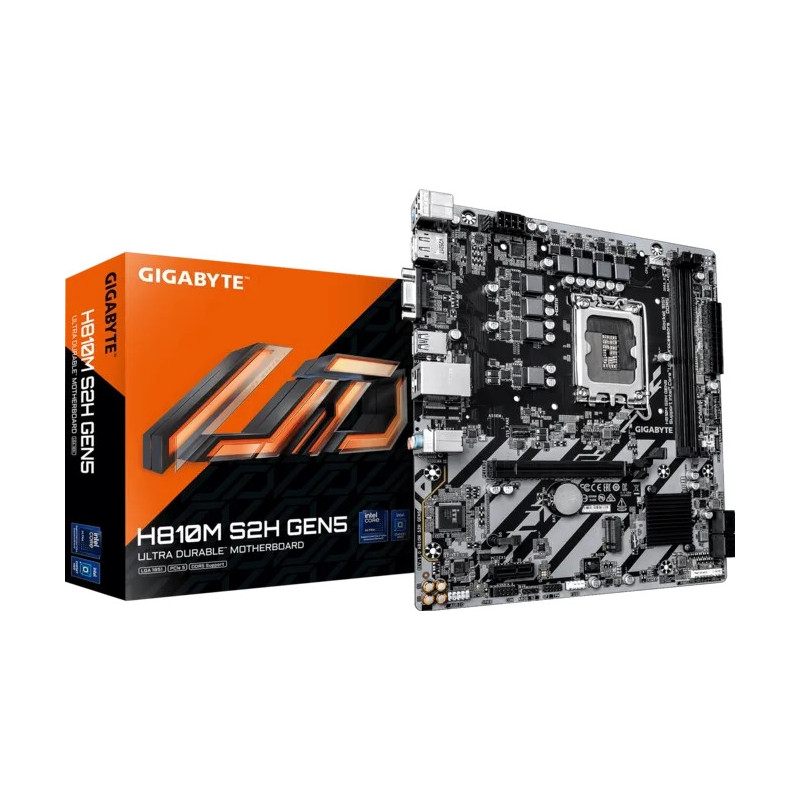 Gigabyte H810M S2H GEN5 Motherboard Intel 1851 2x DDR5 - M.2, SATA, PCIe4.0 - HDMI, DisplayPort, VGA, RJ-45, USB 3.2 - MicroATX