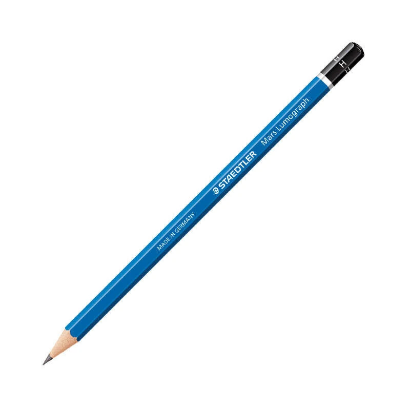 Staedtler Mars Lumograph 100 Lapiz de Grafito Hexagonal - Mina H Ultrarresistente de 2mm - Madera de Bosques Sostenibles