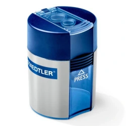 Staedtler 512 2-Hole Pencil Sharpener with Container - For 8.2mm and 10.2mm Pencils - Blue