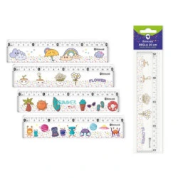 Bismark Règle 20cm avec Billes de Couleurs à l'Intérieur - Fabriquée en Plastique - Idéale pour l'École - 4 Designs Différents