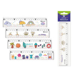 Bismark Régua 20cm com Bolinhas de Cores no Interior - Fabricada em Plástico - Ideal para a Escola - 4 Desenhos Diferentes