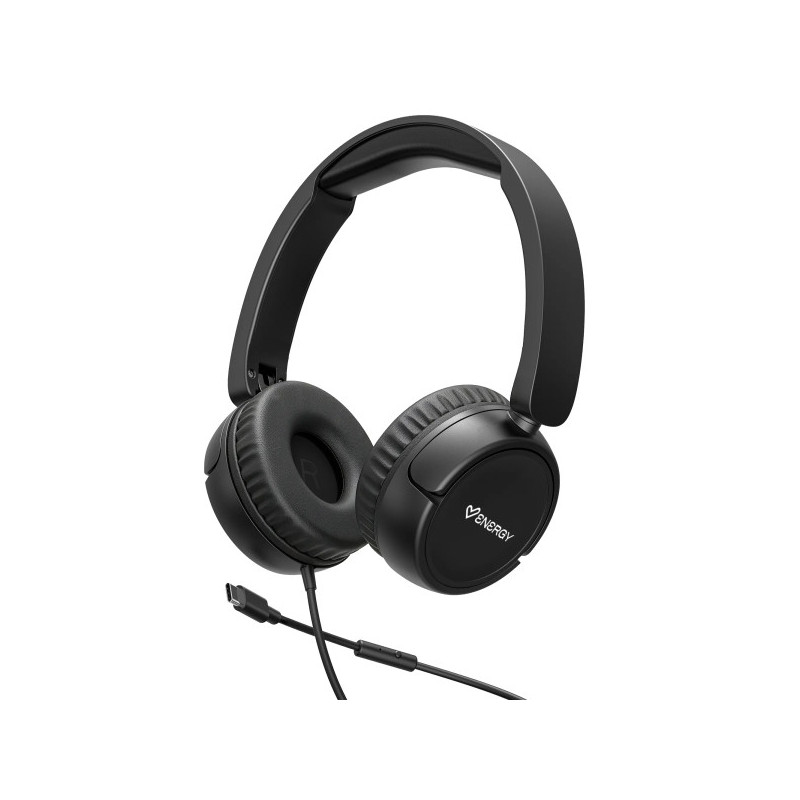 Energy Sistem Urban Auriculares con Cable - DeepBass - Diadema Extensible - Microfono Incorporado - Conexion USB-C - Color Negro