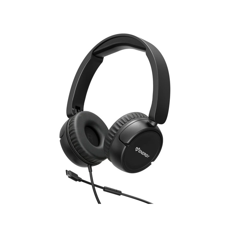 Energy Sistem Urban Auriculares con Cable - DeepBass - Diadema Extensible - Microfono Incorporado - Conexion USB-C - Color Negro