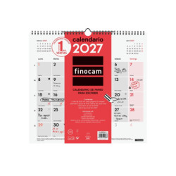 Finocam Neutro Calendario de Pared - Anual 2027 - Mes Vista - Formato L - 340x320mm - Espiral Doble - Papel de 120g/m2 - Espacio